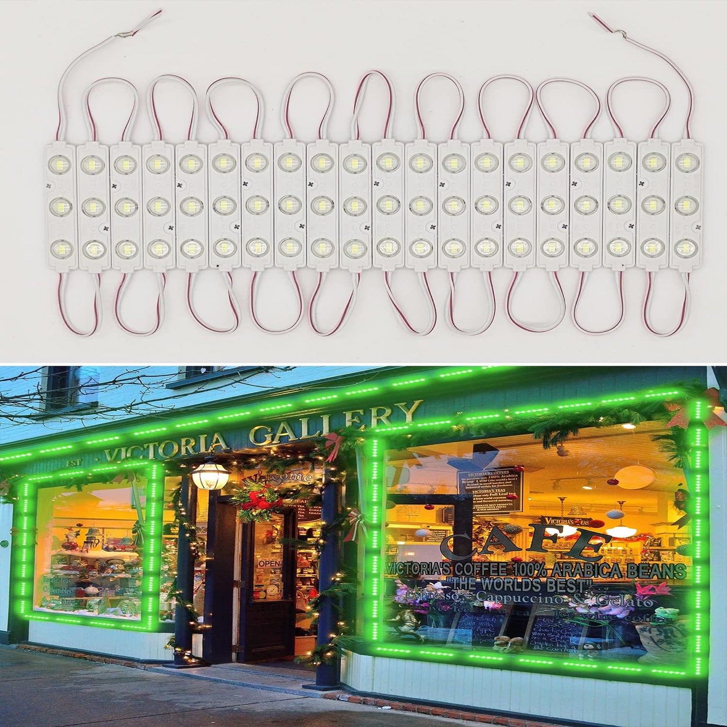 AOOYUANKE LED Module, Windows Lights Green 100pcs 49.8 Ft 5730 SMD 150LM Per LED Module IP65 Waterproof Decorative Light for Advertising Signs