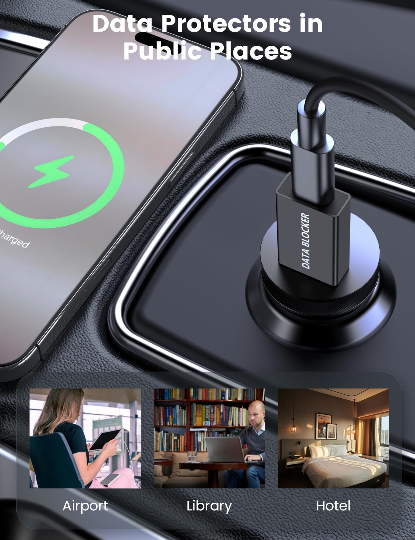 5Pack USB Data Blocker Adapter, USB C Data Blocker for iPhone 15 16 17 and for Android Phone or for ipad, A Male to C Female data blocker adapter…