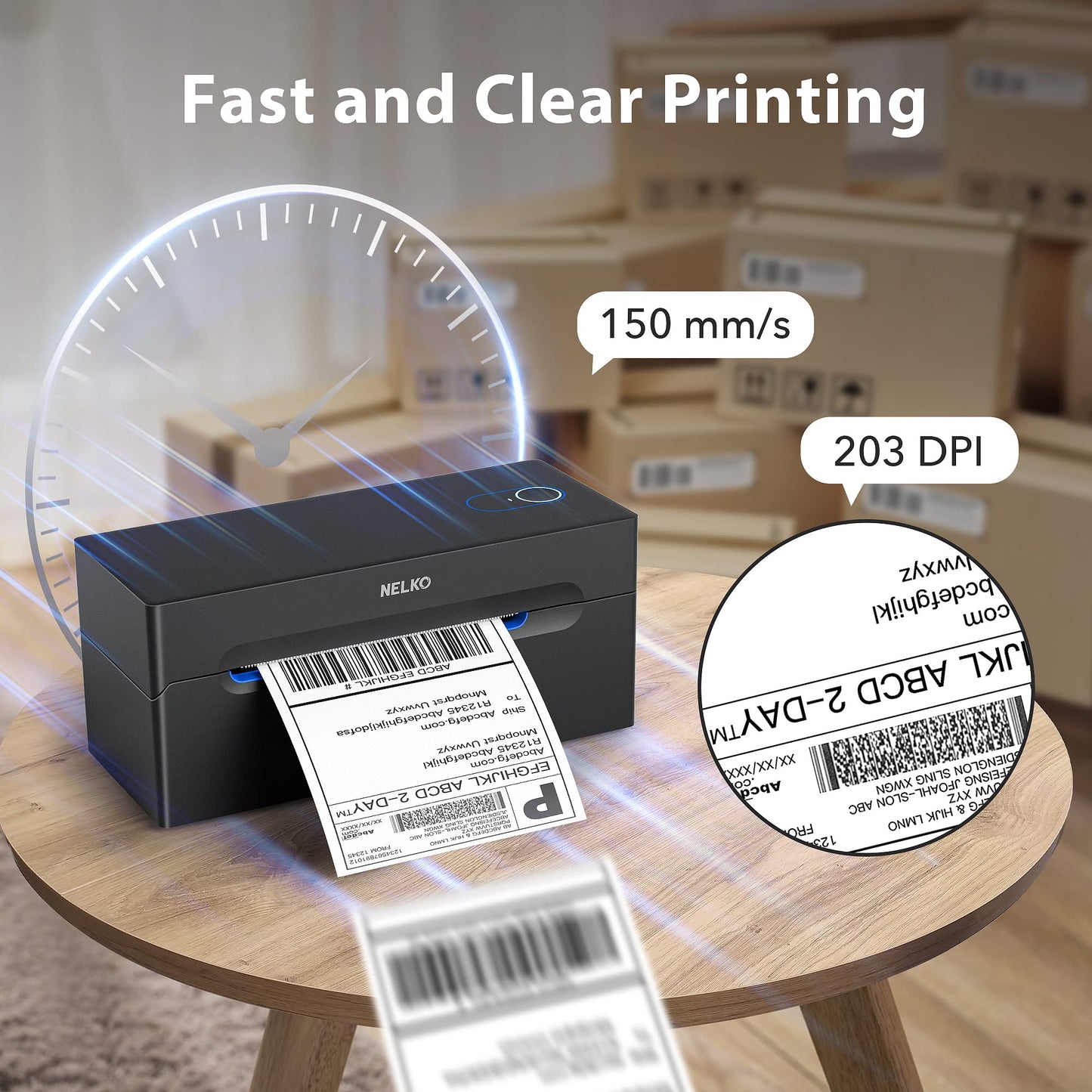 Nelko Bluetooth Thermal Shipping Label Printer, Wireless 4x6 Shipping Label Printer for Shipping Packages, Support Android, iPhone and Windows, Widely