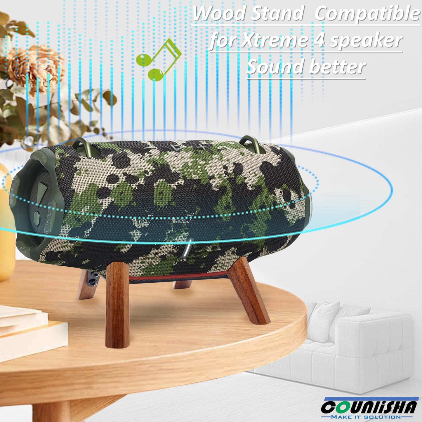 Real Wood Stand comparible for jbl Xtreme 4 Portable Bluetooth Speaker,Tripod Mount, Secure Stable Sturdy Wooden Desk Holder for xtreme4,Xtreme