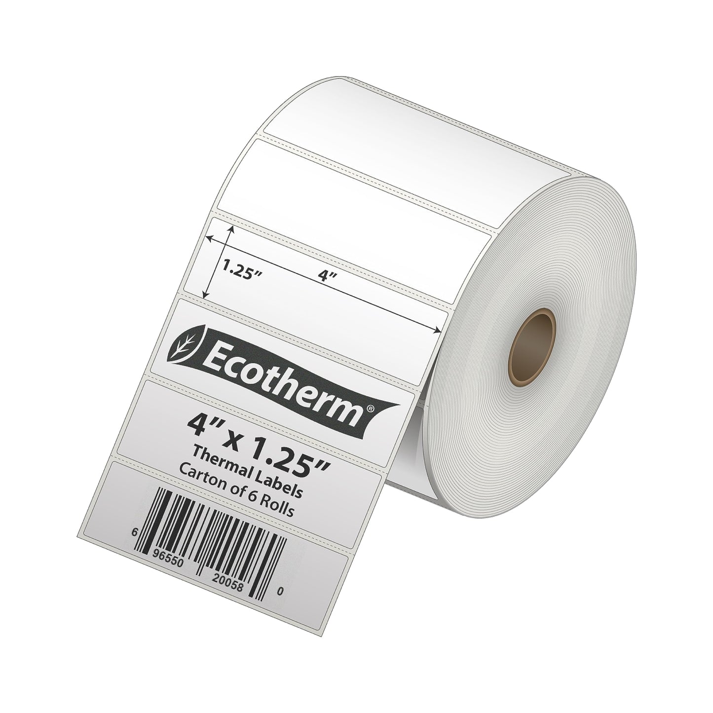 4" x 1.25" Thermal Labels | 6 Rolls | 12600 Labels | fits Zebra, Munbyn, Rollo, Godex, Arkscan, iDPRT, Offnova Thermal Label Printers and More | Blank