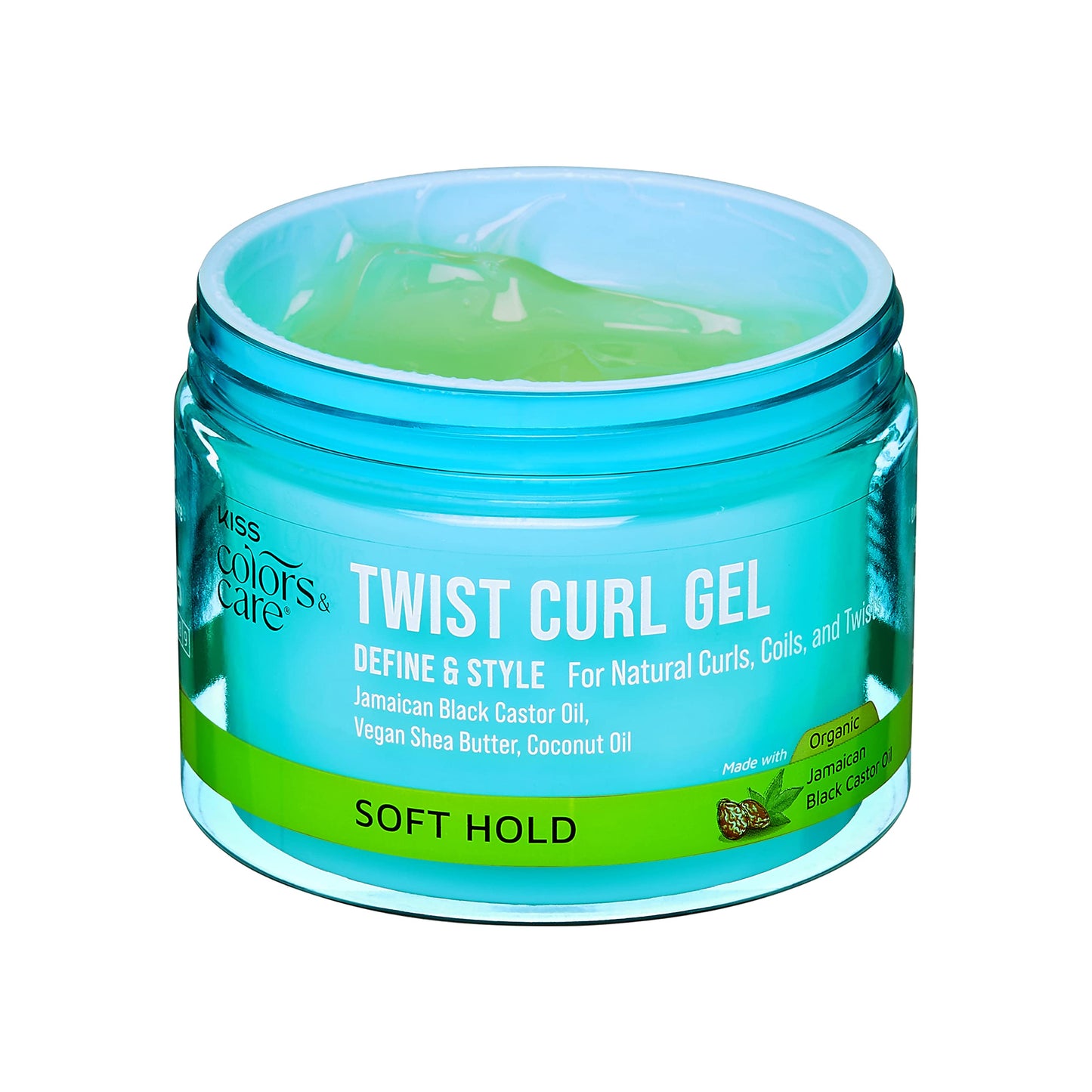 KISS Colors & Care Twist Curl Gel – 6 oz, Flexible Hold for Twists, Moisturizing, Promotes Hair Growth, Lightweight with Organic Jamaican Black Castor Oil