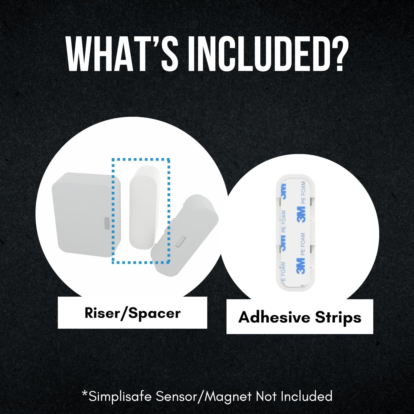 Magnet Riser Compatible with SimpliSafe | Alarm Contact Spacer with 3M Adhesive | Alarm Riser - Sensor/Magnet Not Included (1 Pack - 3/4 inch)