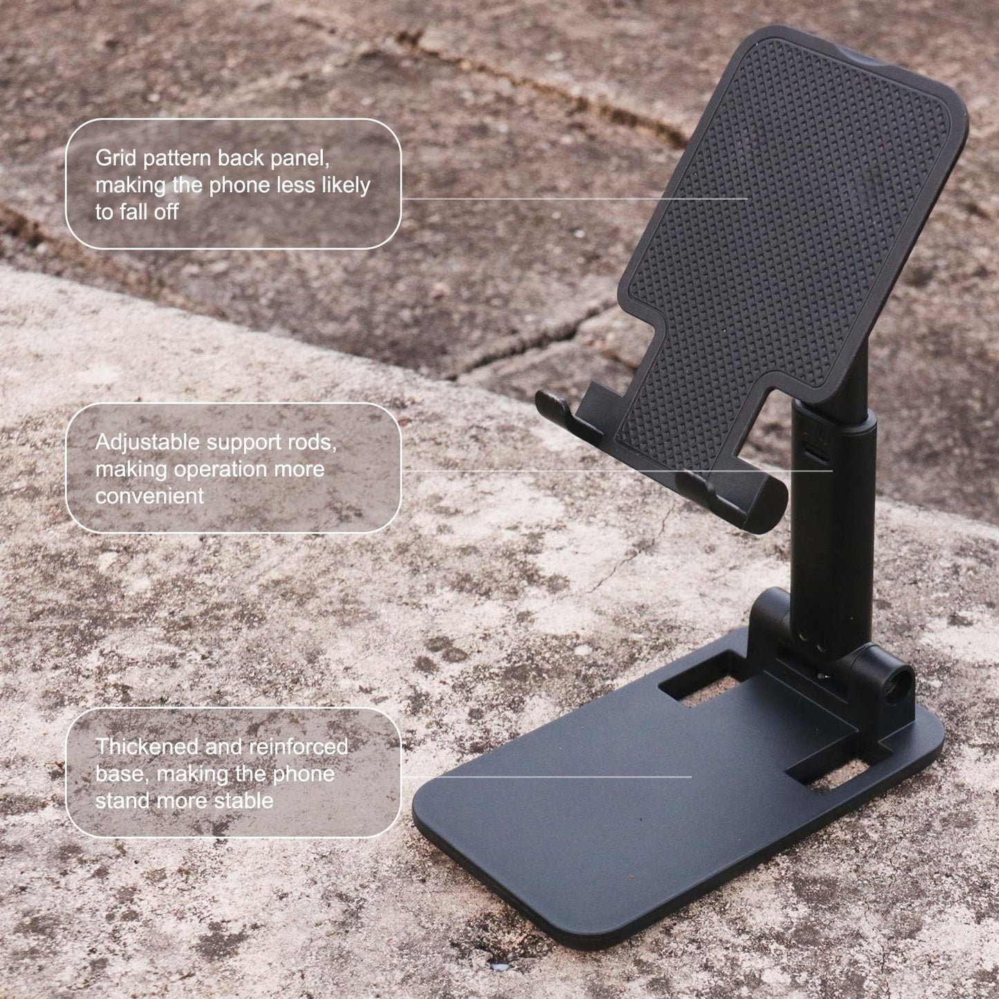 POHFP 3 Pcs Cell Phone Stand,Fully Foldable and Angle Height Adjustable with Silicon Pad Cell Phone Holder for Desk, Office, Tablet Stand Compatible