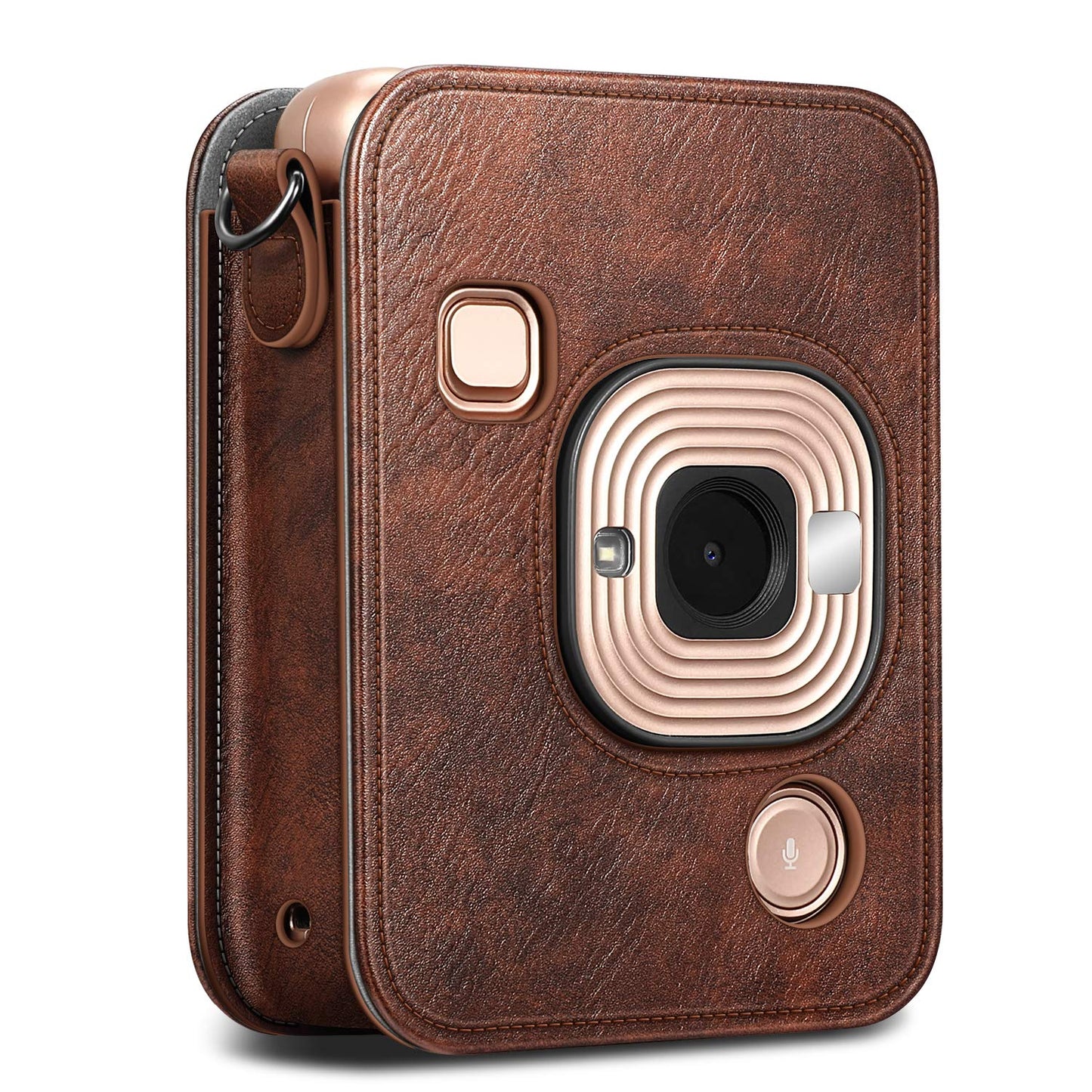 Fintie Carrying Case for Fujifilm Instax Mini LiPlay Hybrid Instant Camera - Premium Vegan Leather Portable Bag Cover with Removable Strap, Brown