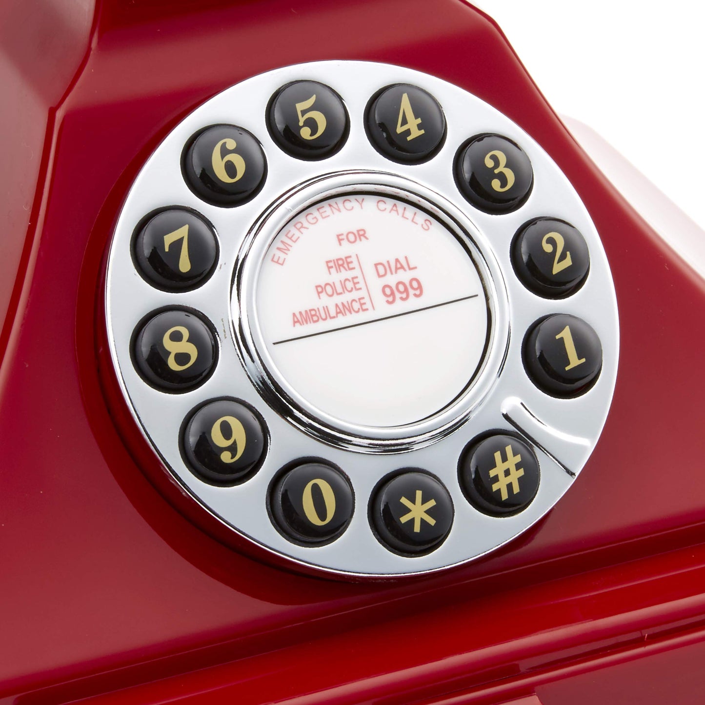 GPO Carrington Classic Retro Push-Button Phone - Pull-Out Tray, Traditional Bell Ring Tone - Red
