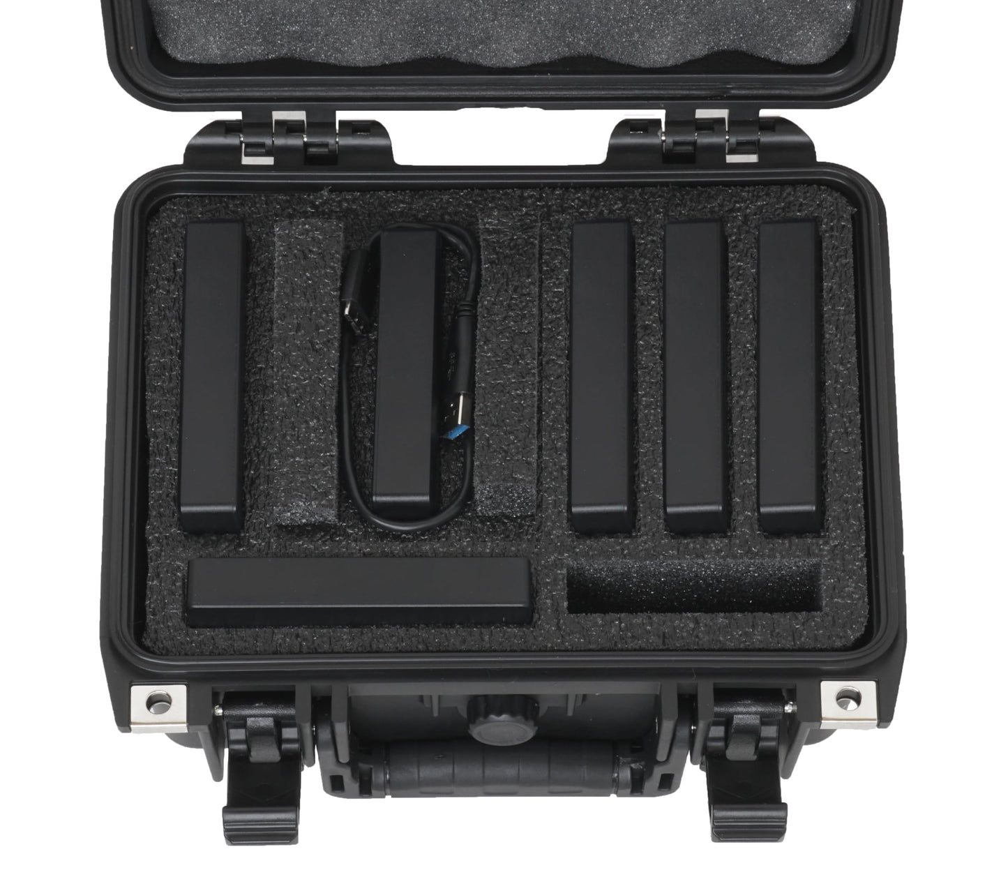 Case Club 8 External Hard Drive Case. Waterproof, Airtight, & Heavy Duty. Includes Pressure Relief Valve, Folding Handle, Padlock Holes, O-Ring Seal.