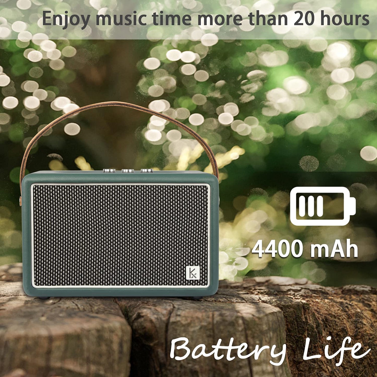 KONEX Bluetooth Speaker, Vintage Bluetooth Speaker, Portable Bluetooth Speaker, Equipped with Bluetooth 5.1, Home Bluetooth Speaker, 20H Long