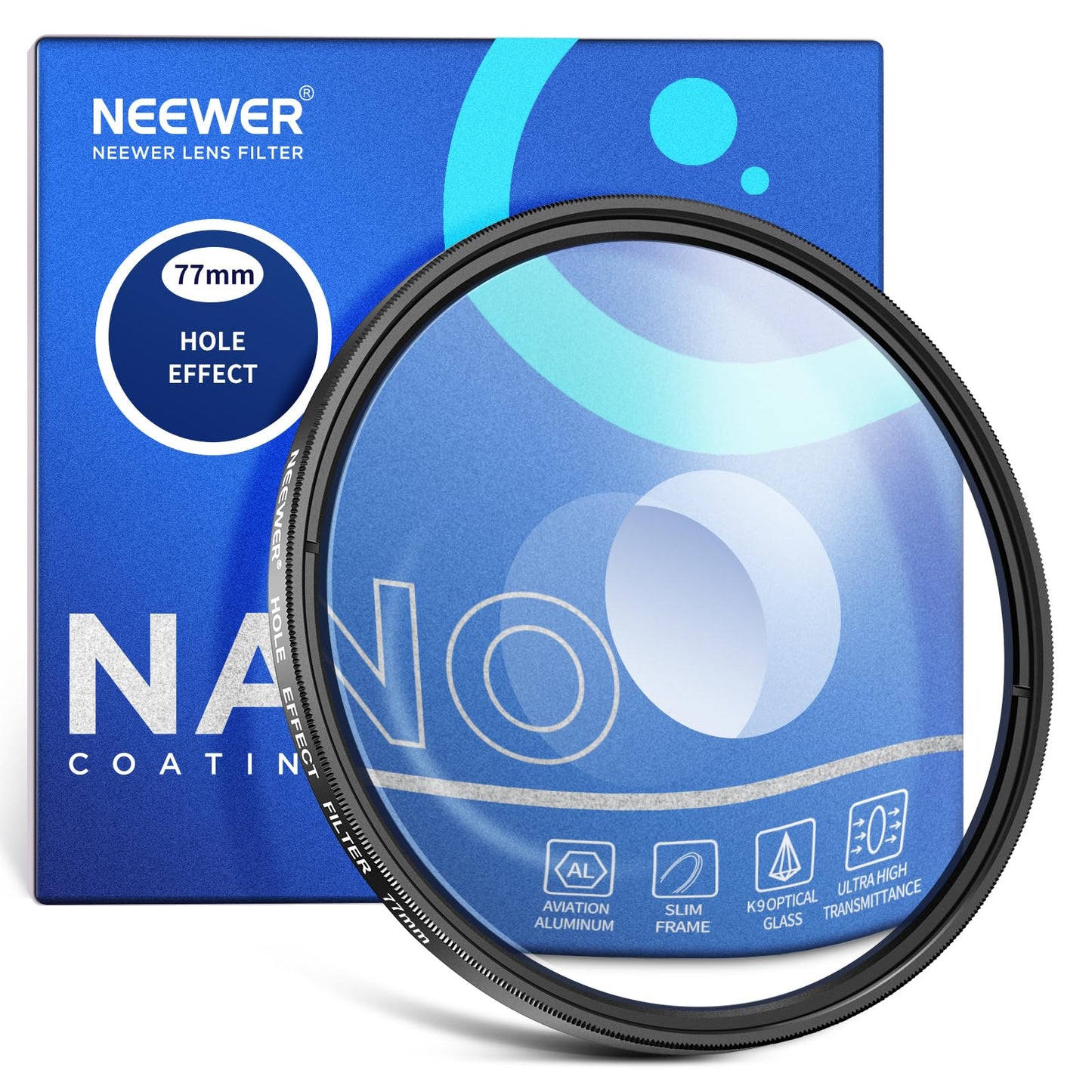 NEEWER 77mm Spiral Halo Camera Lens Filter, Prism K9 Optical Glass Special Effects Filter Photography Camera Lens Accessories with Tunnel Vision