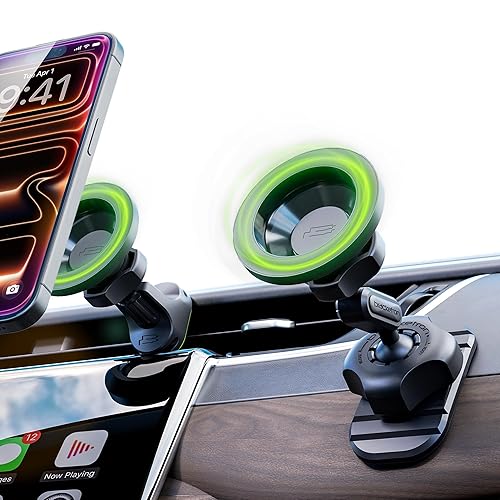 Bracketron MagAlign Pro MagSafe Car Mount Vent & Dash - Magnetic Phone Holder for Car Vent, Air Vent Phone Mount with 360° Rotation, One-Handed