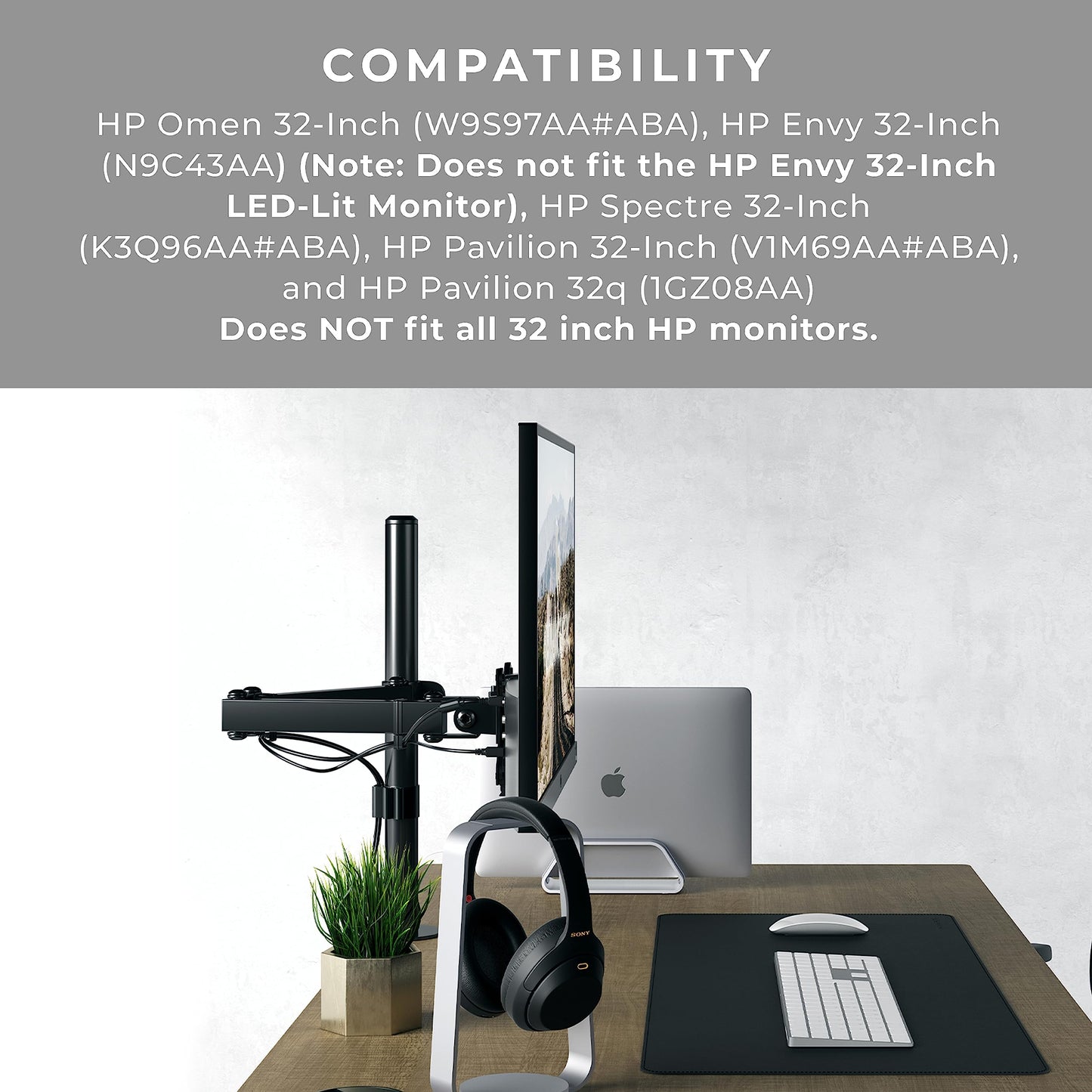 HumanCentric VESA Mount Adapter Compatible with HP 32-Inch Displays Including HP Omen, Spectre, Pavilion, and Envy Media Display (Does not fit LED-Lit