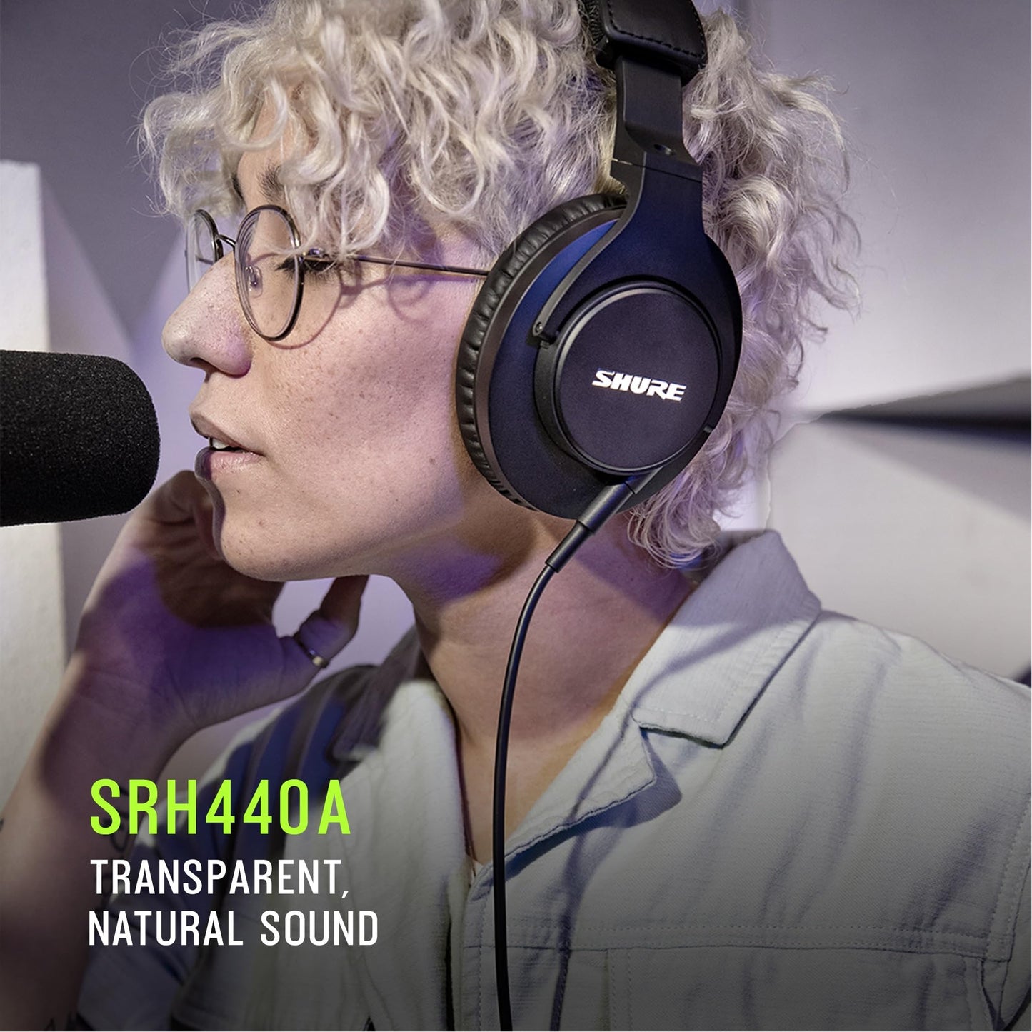 Shure SRH440A Professional Over-Ear Wired Studio Headphones - Monitoring & Recording Headphones with Enhanced Frequency Response, Adjustable…