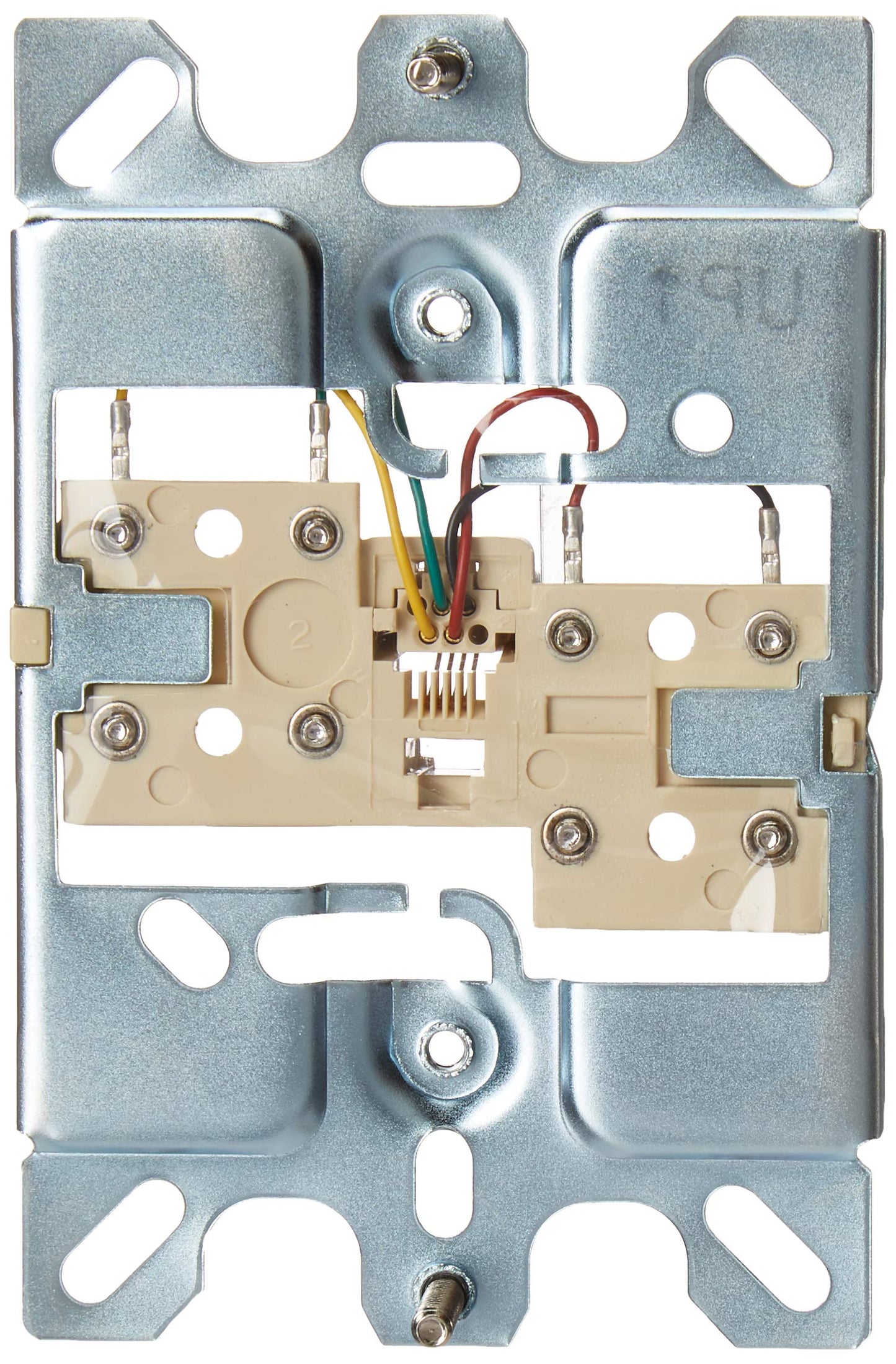 Leviton Telephone Wall Phone Wallplate Surface Mount Jack, 1 Modular 6P4C Jack, Screw-Down Connection, Stainless Steel, C0256-SS