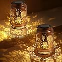 2 Pack Sunflower Solar Lanterns Outdoor Waterproof, Garden Decor Birthday Gifts for Women Mom Grandma Sister, Metal Hanging Solar Lights Outside