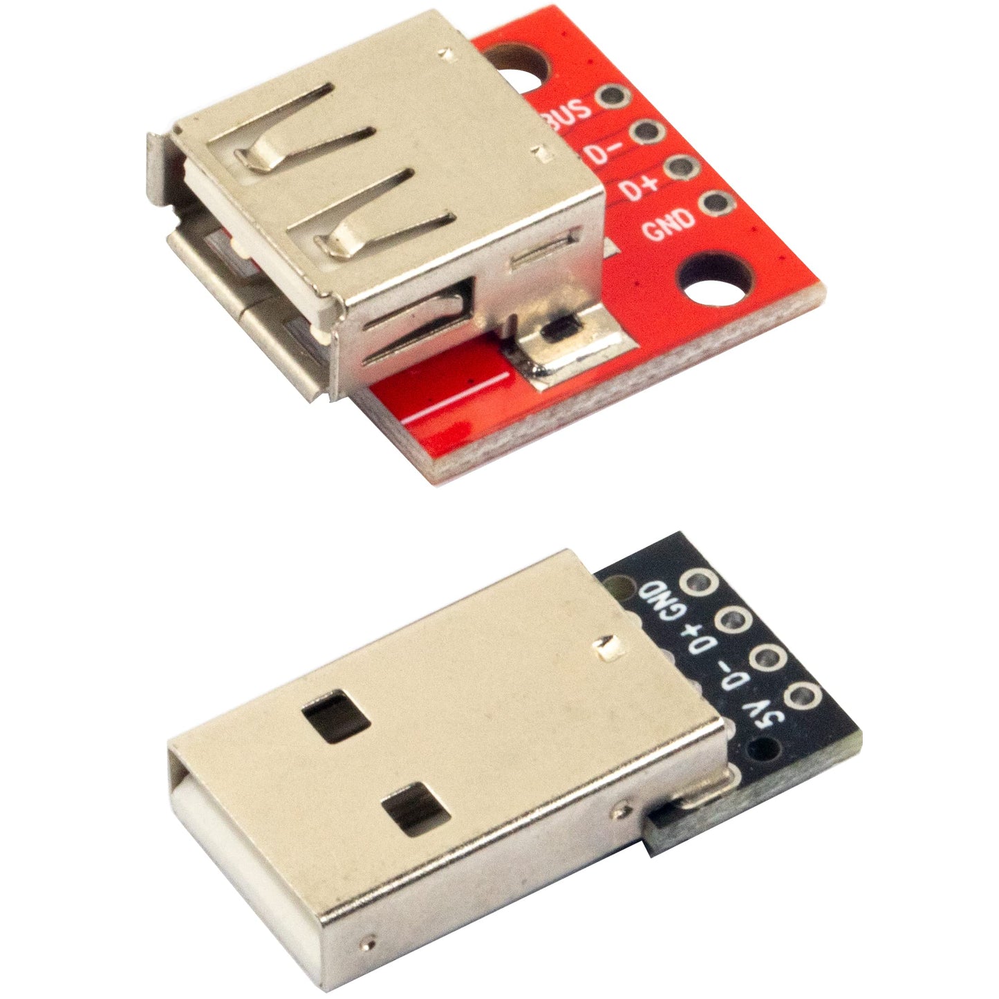jujinglobal 10pcs USB 2.0 Type A Male and Female Breakout Board 4 pins 2.54mm Output (5pcs Male Port / 5pcs Female Port)