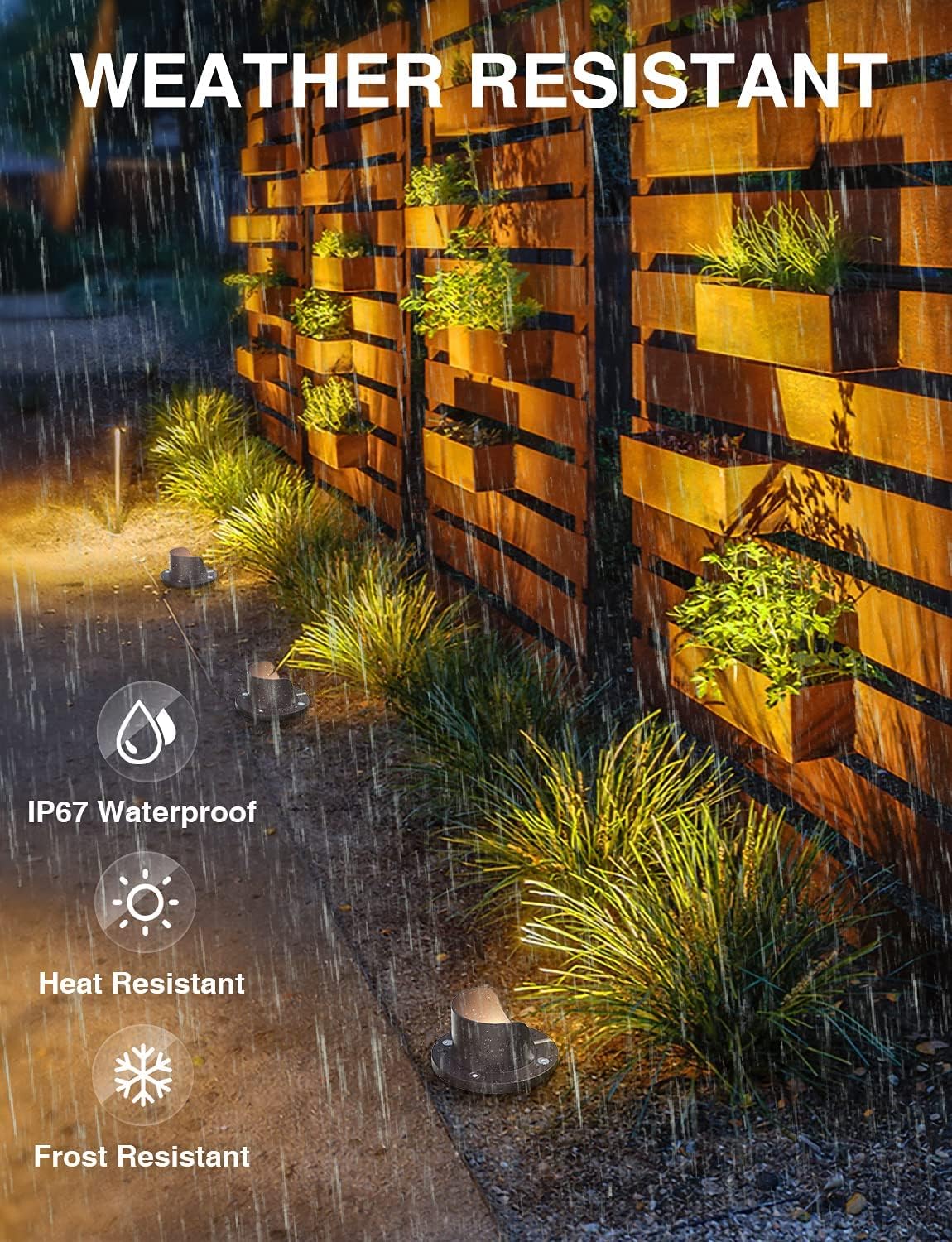 SUNVIE 12W Low Voltage Landscape Lights Waterproof Outdoor In-Ground Lights Shielded LED Well Lights 12V-24V Warm White Landscape Lighting for Pathway