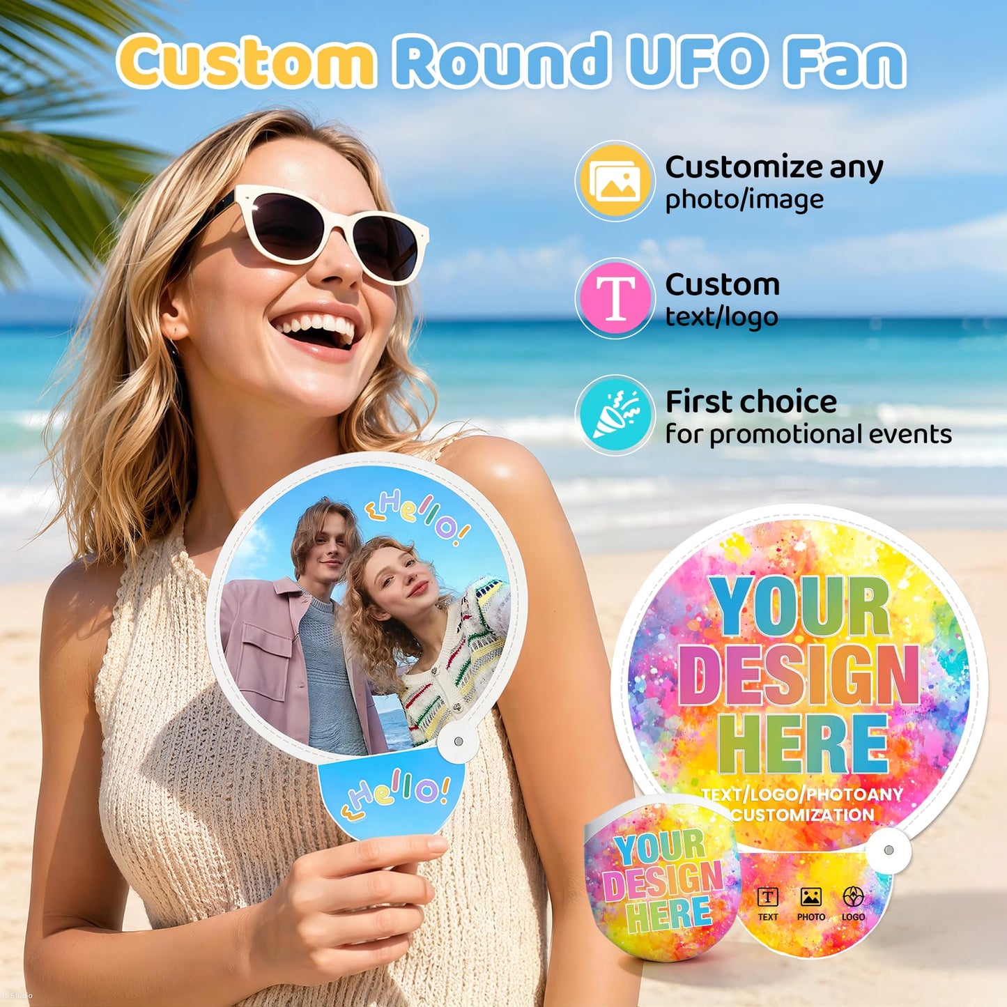 Custom Foldable Hand Fans Bulk with Pouch, Personalized Logo for Events?50)