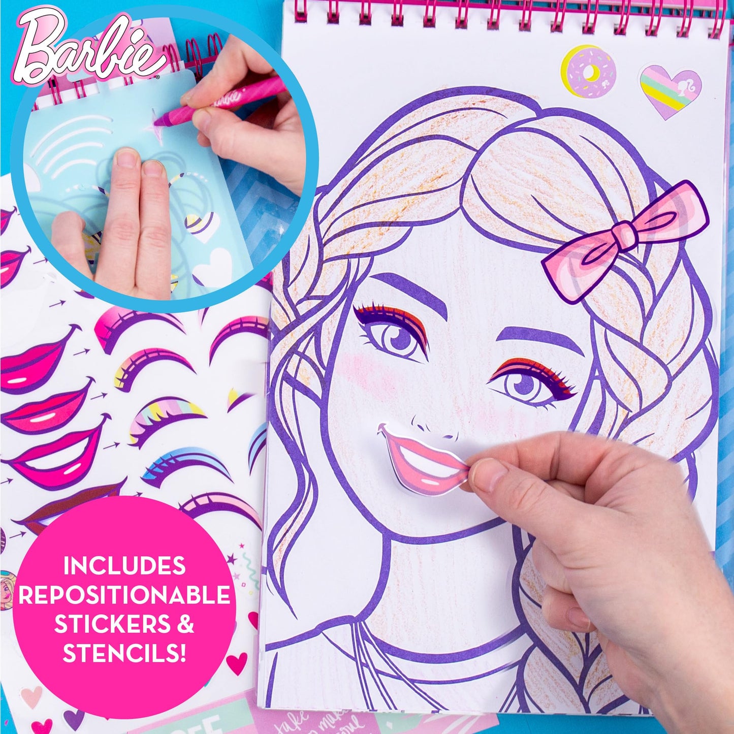 Horizon Group USA Barbie Magazine - Create Hair & Makeup Looks with 130+ Stencils, 180+ Stickers, Crayons & Pretend Makeup