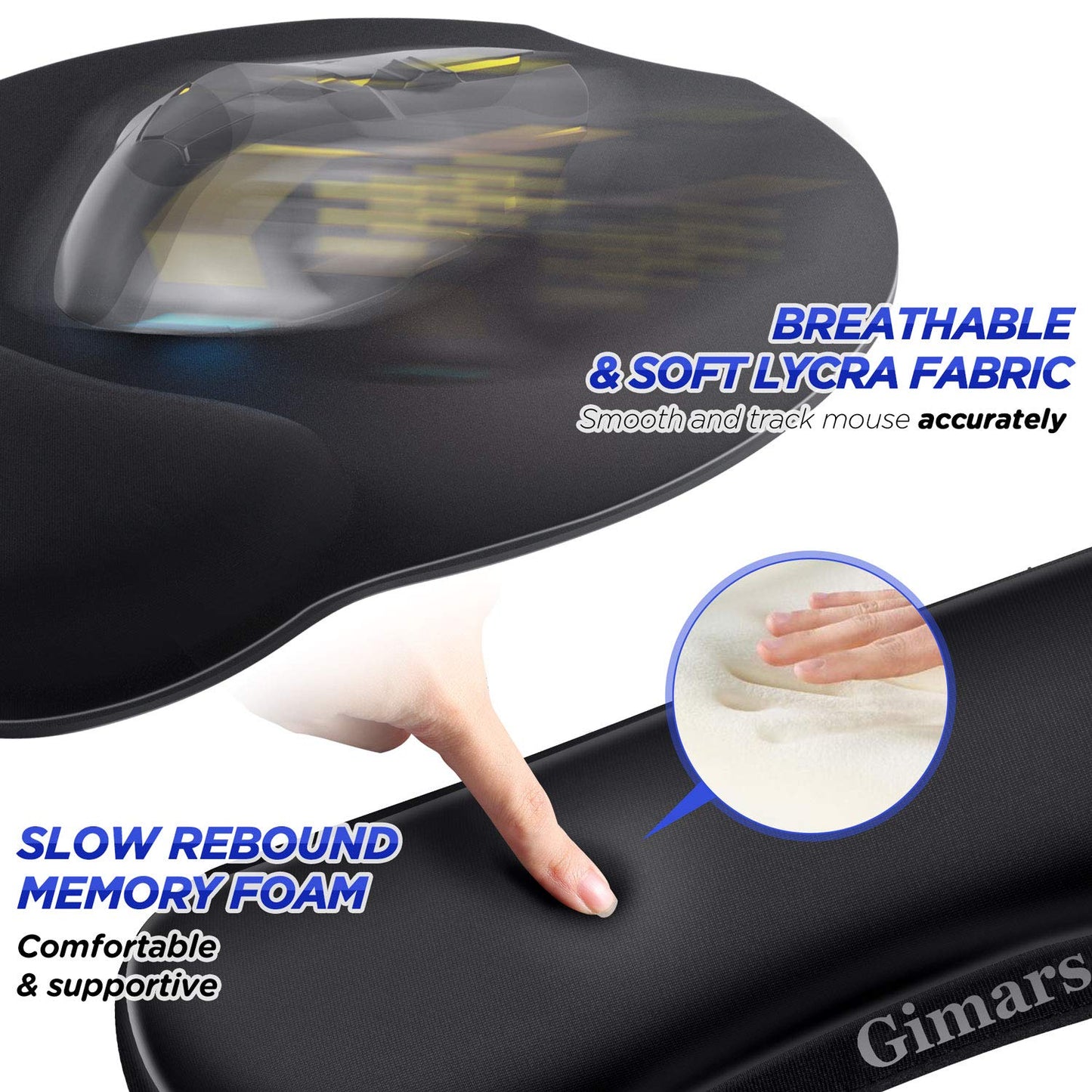 Gimars Upgrade Enlarge Superfine Fibre Soft Smooth Gel Ergonomic Mouse Pad Wrist Support and Keyboard Wrist Rest for Computer, Laptop, Mac, Gaming