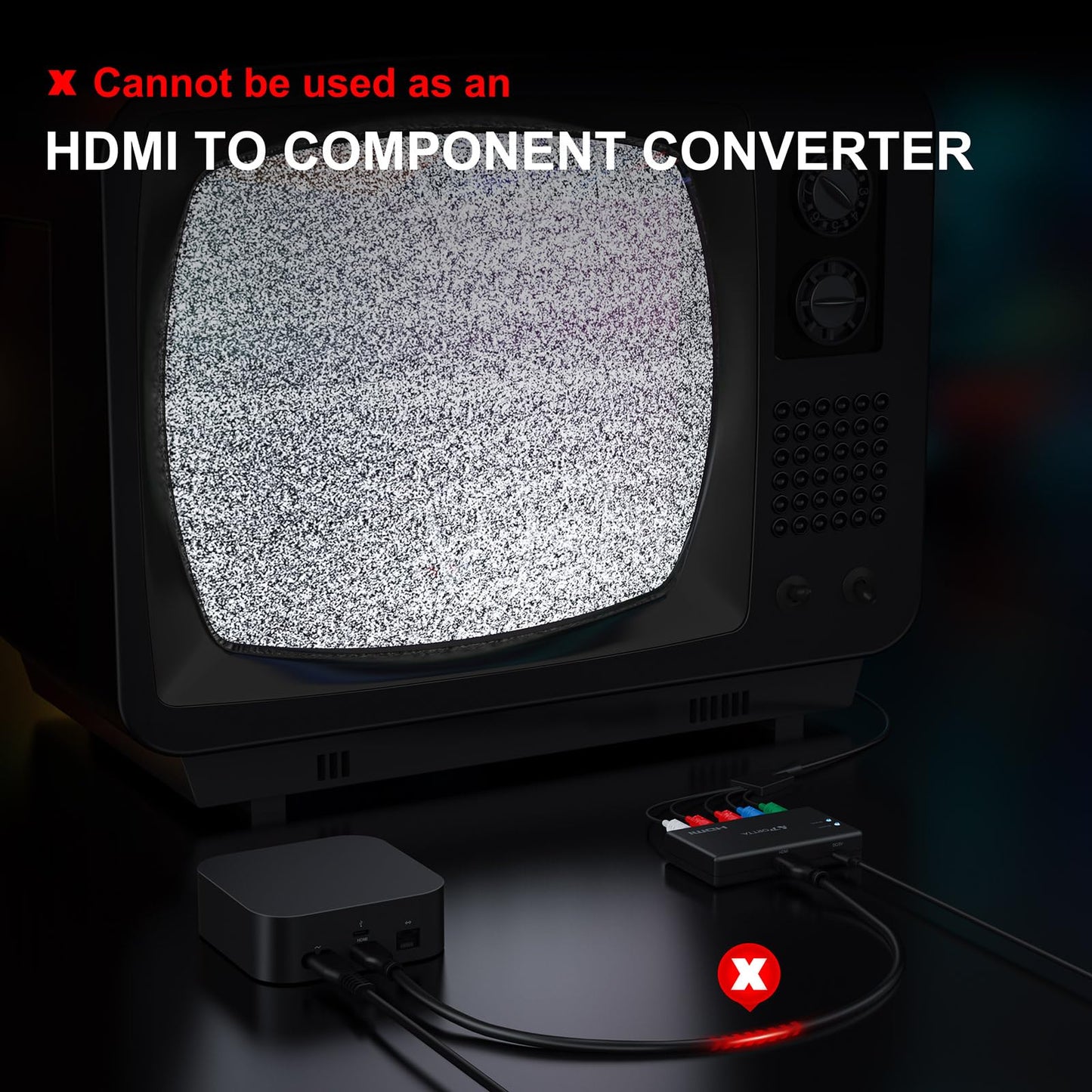 Portta Component to HDMI Converter, YPbPr RGB + R/L Audio to HDMI v1.3 Converter Adapter Support 1080P 2 Channel LPCM for HDTV PS2 PS3 HDVD Player Wii