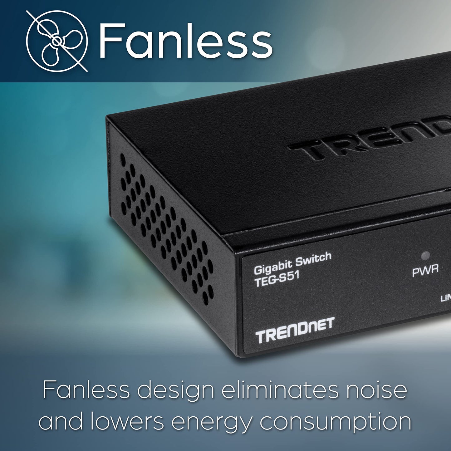 TRENDnet Gigabit Desktop Switch, TEG-S51, 5 x Gigabit RJ-45 Ports, Ethernet Splitter, 10Gbps Switching Capacity, Fanless Design, Metal Enclosure