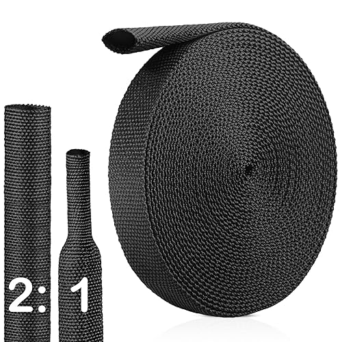 2:1 Heat Shrink Wire Loom Braided Cable Sleeves,Heat Resistant Fabric Woven Shrink Tubing Wiring Harness for Protection Automotive,Harness Cable,Cable