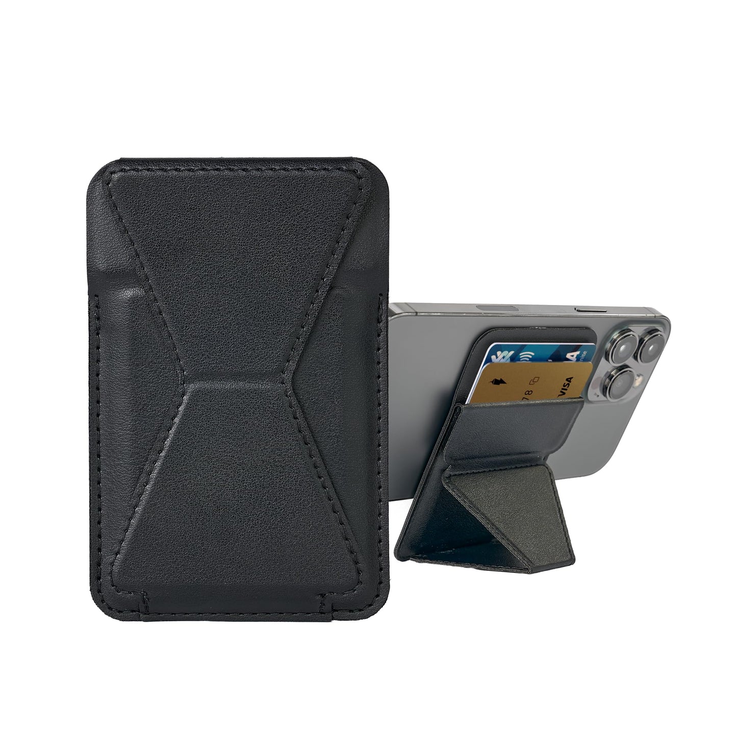 CHARGEWORX Magnetic Wallet for iPhone MagSafe, Slim Card Holder Phone Stand with Strong Magnet Grip, Vegan Leather Minimalist Wallet Case for iPhone