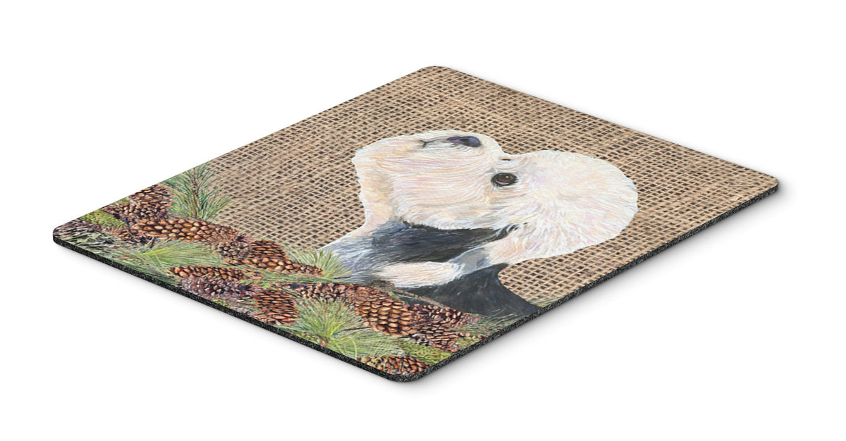 Caroline's Treasures SS4092MP Dandie Dinmont Terrier on Faux Burlap with Pine Cones Mouse Pad, Hot Pad or Trivet for Home Office Gaming Working