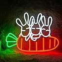 Rabbit Carrots Neon Sign Led Easter Neon Light For Wall Decor Light Up Carrots Sign USB Powered Rabbit Neon Light Signs For Art Restaurant Easter