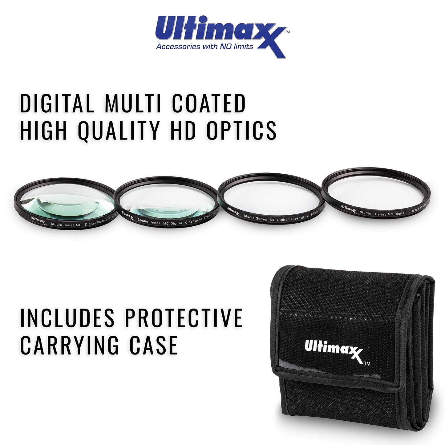 58MM Ultimaxx Professional Four Piece HD Macro Close-up Filter Kit (1, 2, 4, 10 Diopter Filters) for Canon EOS 90D, 80D, 77D, 70D, Rebel T7, T7i, T6i