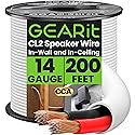 GEARit 14 Gauge Speaker Wire, CL2 Rated 14 Gauge Wire 200ft, Audio Cable with Red/Black Color Coded, Speaker Cable for in-Wall Home Theater, Car