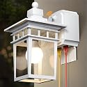 White Outdoor Porch Lights with GFCI Outlet,Dusk to Dawn Outdoor Lighting Work with Security Camera,Aluminum Exterior Outdoor Wall Lights