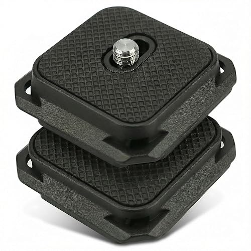 38mm Arca-Swiss Quick Release Plate 2 Pack, 4-Sided Square QR Camera Mount with Safety Pins, 1/4"-20 Screw Compatible with Peak Design Capture Clip