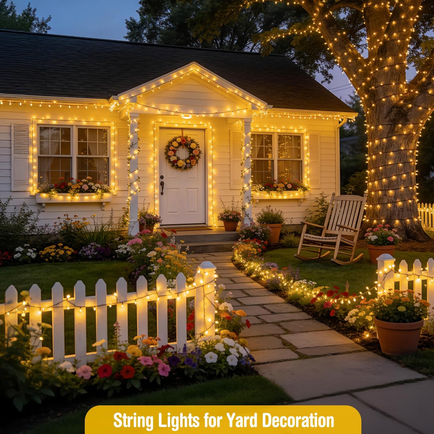 JMEXSUSS 66ft 200 LED Christmas Lights Outdoor, Warm White Christmas Tree Lights Indoor Plug in, 8 Modes Twinkle String Light for Outside Bedroom