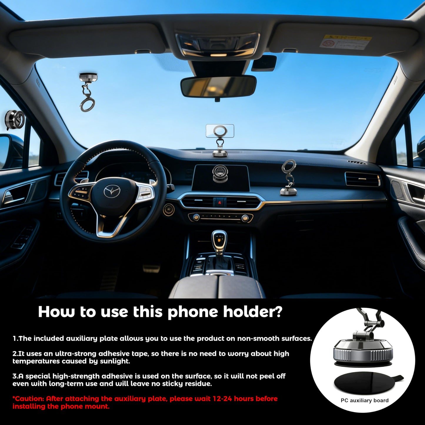 MYSISLE 360° Vacuum Magnetic Car Phone Holder | 2800gf Magnet, 90+LBS Suction, Foldable Mount for iPhone 17/16/15/14/13/12 Series