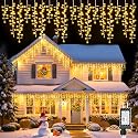 Brightown Icicle Christmas Lights Outdoor, 33FT 1020 LED Cluster Icicle Lights with 51 Drop,12 Mode, Connectable Firecracker Light with Timer