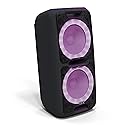 QFX PBX-100 Bluetooth Wireless Portable Party Speakers with Dual 10" Woofers - Rechargeable, LED Party Lights, 5-Band EQ, USB/TF Slot, Black