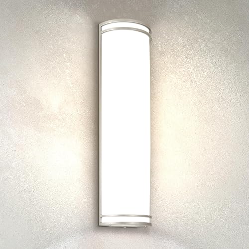 ASD 24 Inch LED Outdoor Sconce Lights - 25W 120-277V 3000K 4000K 5000K Nickel Exterior Lighting Fixtures, Dimmable Exterior Lights for House, Modern
