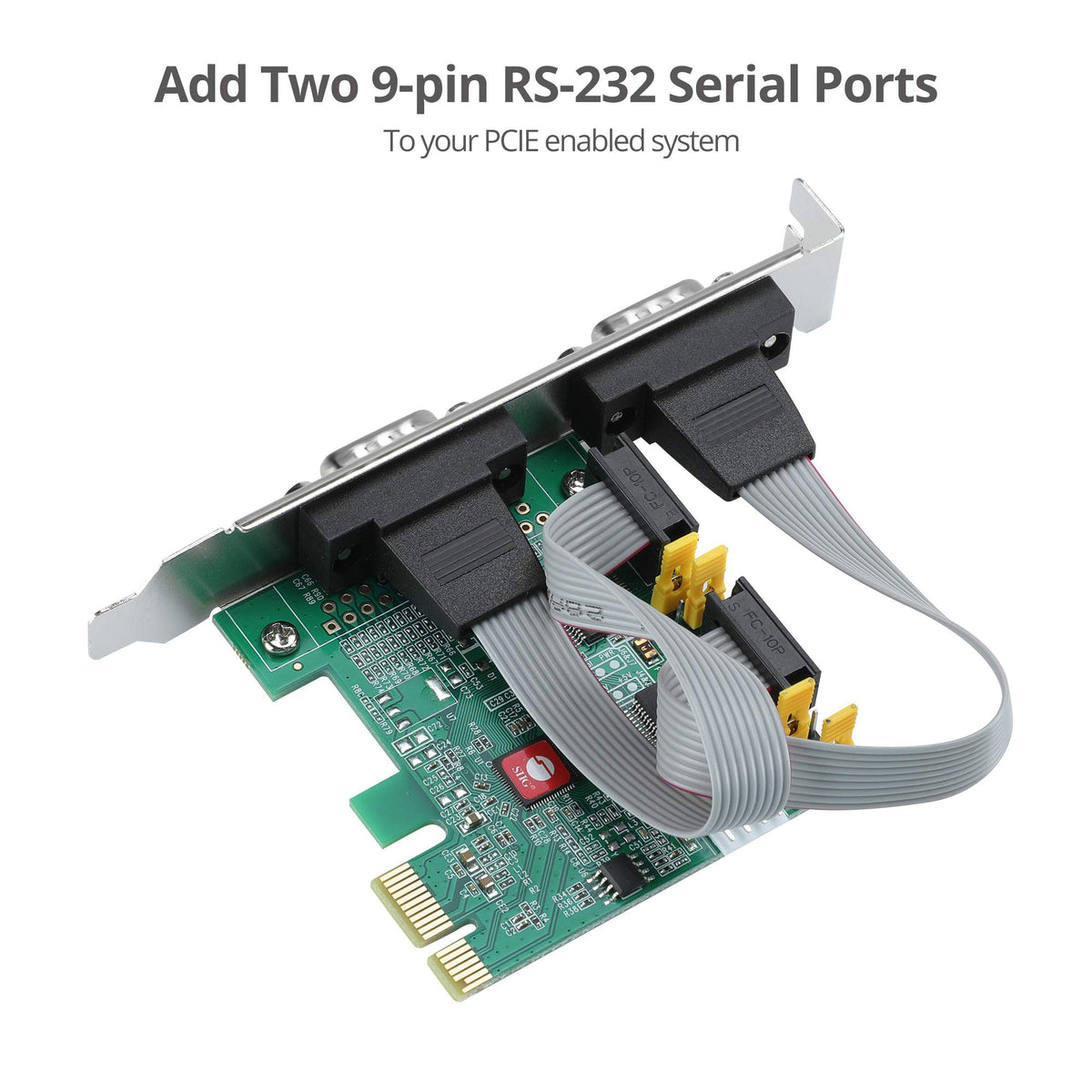SIIG 2-Port RS-232 Serial PCIe Card, DB9, ASIX AX99100, JJ-E20711-S1