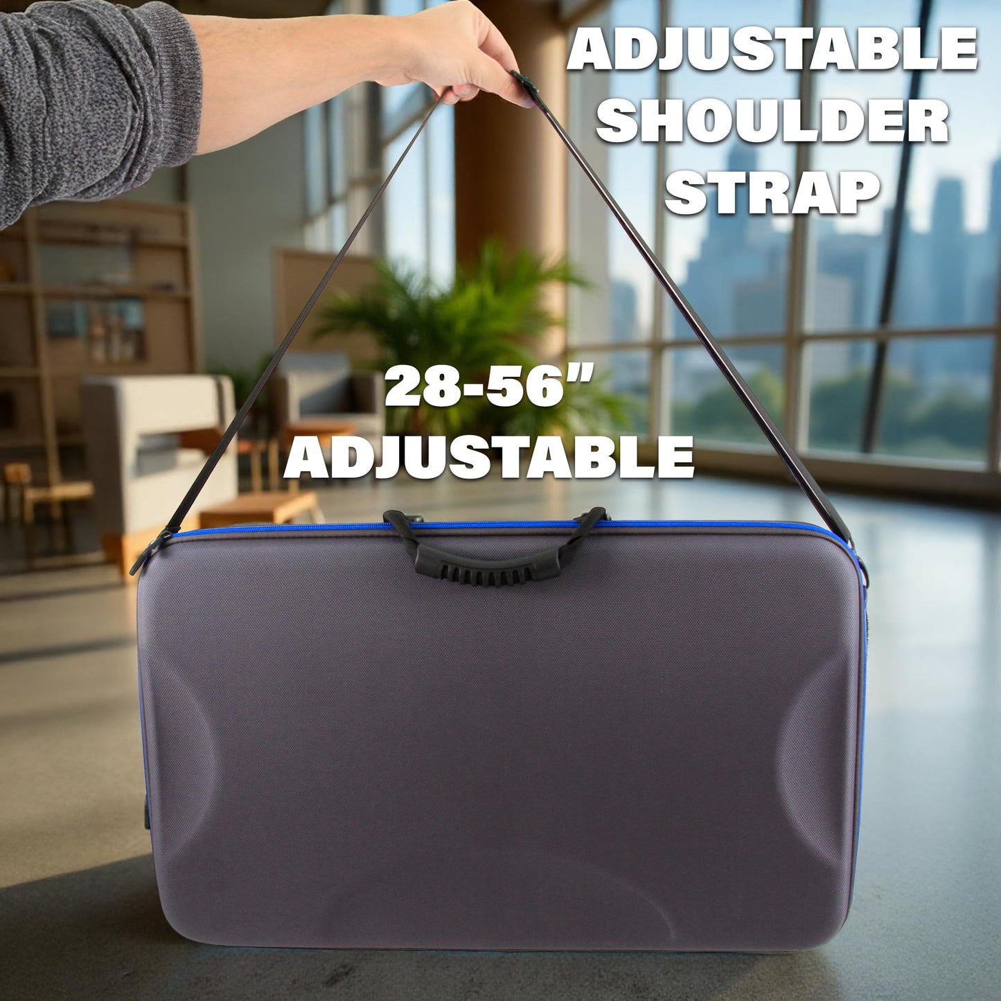 CASEMATIX Portable Monitor Case for 15.6" to 24" Gaming Monitors or Laptops, Hard Shell EVA Screen Cover with Padded Foam, Fits Accessories for 15.6