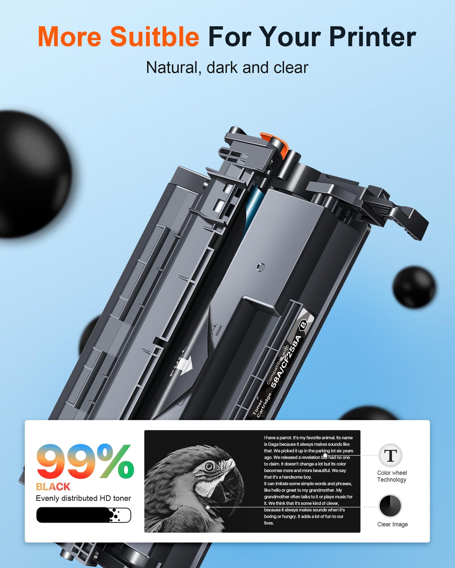CF258A 58A Toner Cartridge Black Compatible for HP 58A CF258A 58X CF258X Toner Cartridge for LaserJet Pro MFP M428fdw M404dn M404n M404dw M428fdn