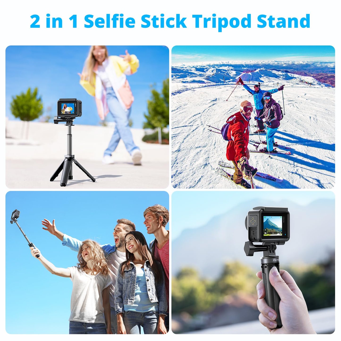 AKASO Mini Selfie Stick Tripod Lightweight Extension for Shooting Video Vlog Accessories Compatible with AKASO Action Camera EK7000/Brave 4/Brave 7