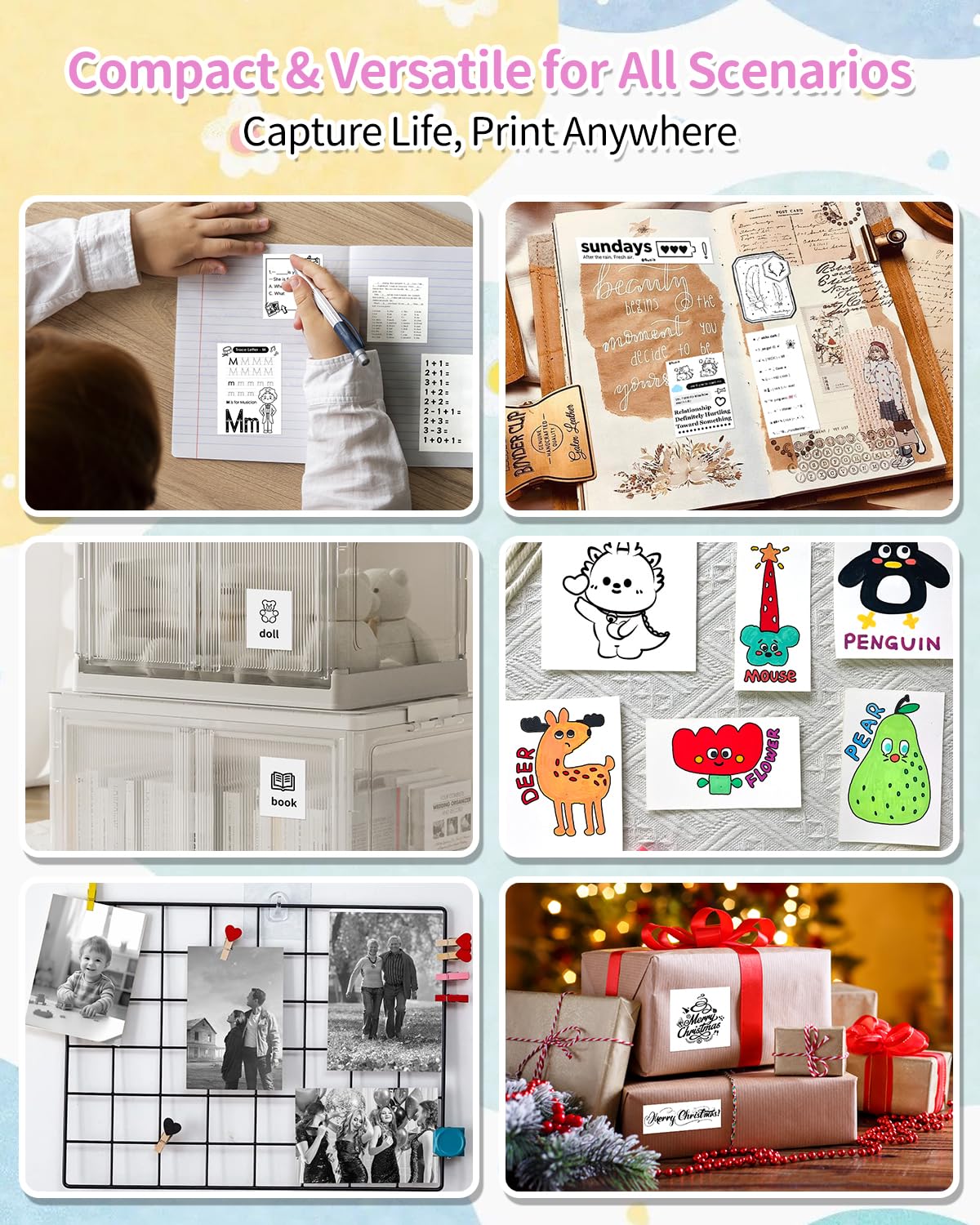 iDPRT Sticker Maker, Portable Thermal Printer with 1 Roll Sticker Paper, Bluetooth Inkless Printer Mini Label Maker for Study, DIY, Notes, Mini Label