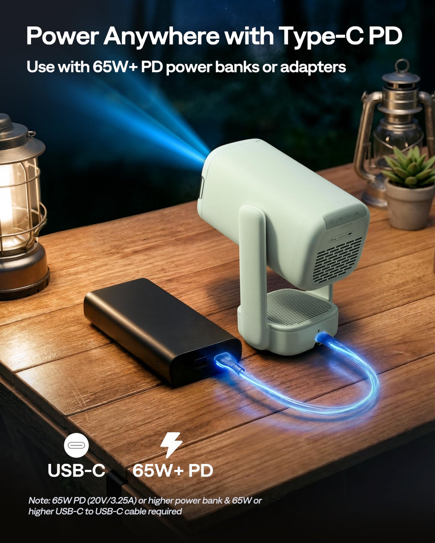 Aurzen D1 air Smart Projector with WiFi and Bluetooth, Built-in APPS, Native 1080P HDR10, 4K Supported, USB-C Powered, Auto Focus/Keystone, DoIby
