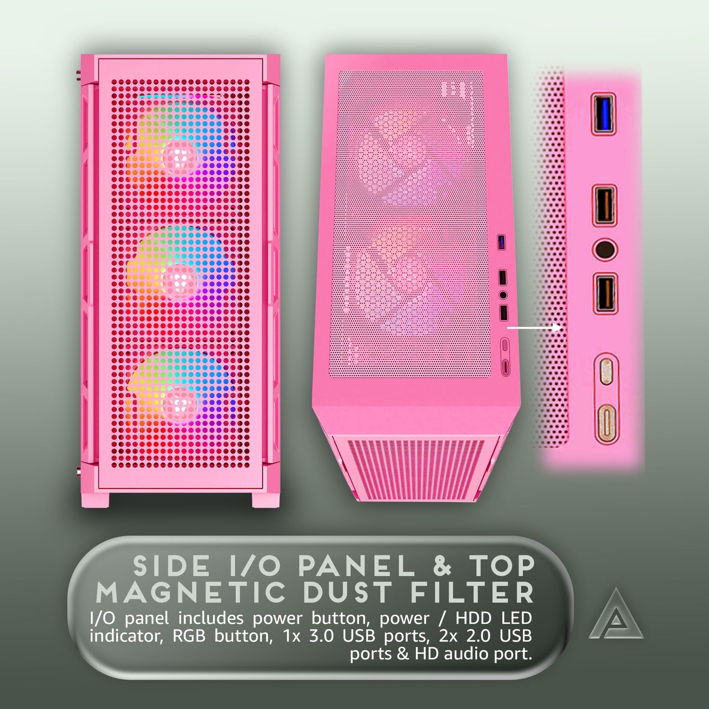 Apevia Hydra-PK Hydra Mid Tower Gaming PC Case w/ 6X 120mm ARGB Fans, 366 RGB Light Modes, High Performance Breathable Airflow Mesh Front Panel