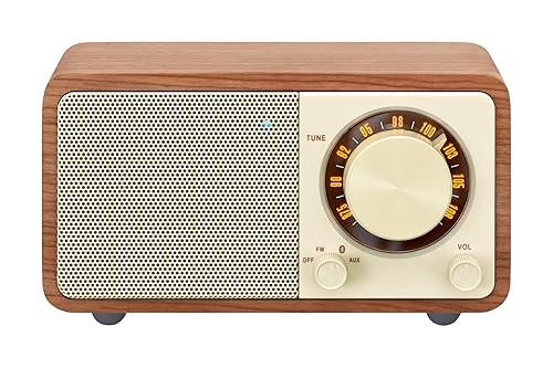 Sangean WR-7WL Wood Cabinet Mini Bluetooth Speaker with FM Tuner and Aux-in Walnut/Wood (Certified Refurbished)