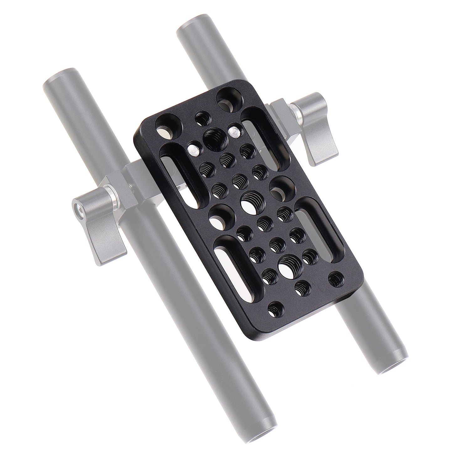 FocusFoto Multi-Purpose Extension Switching Cheese Plate Camera Baseplate with 1/4"-20 & 3/8"-20 Thread Mounting for DSLR Camera Cage Rig Railblocks