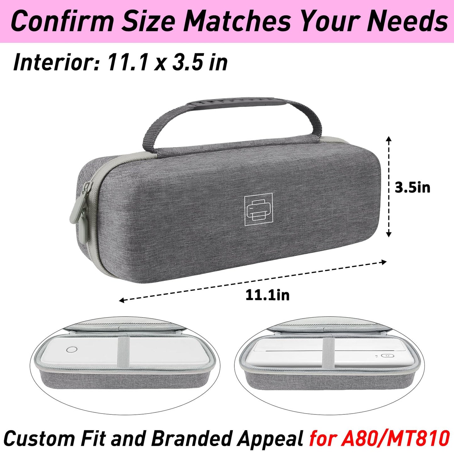 Klawdsky Hard Portable Printer Case Compatible with Aixiqee Wireless Printer A80/Gutherren A81/Minzhi Portable Thermal Printer A80,Shockproof Scratch