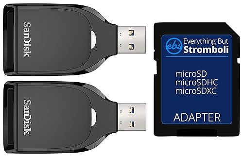 SanDisk Memory Card Reader (2 Pack) SD UHS-I Card Reader for SD/SDHC/SDXC Cards with USB 3.0 for Computers and Laptops (SDDR-C531-GNANN) Bundle