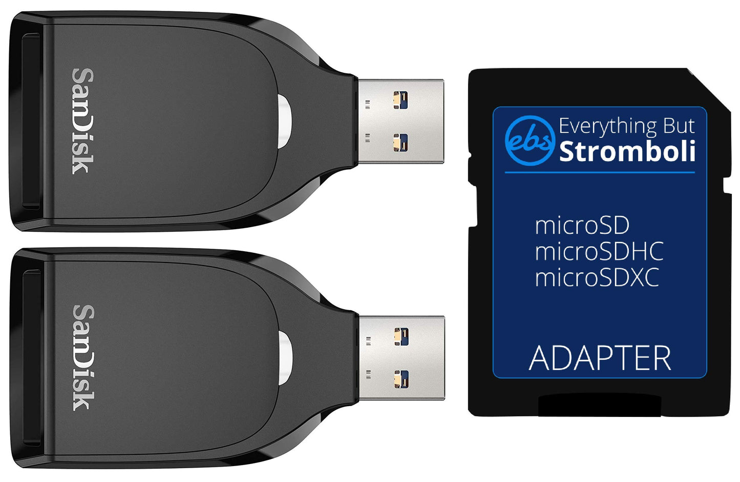 SanDisk Memory Card Reader (2 Pack) SD UHS-I Card Reader for SD/SDHC/SDXC Cards with USB 3.0 for Computers and Laptops (SDDR-C531-GNANN) Bundle